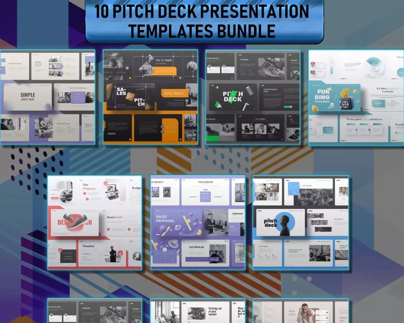 10 Pitch Deck Presentation Templates Bundle